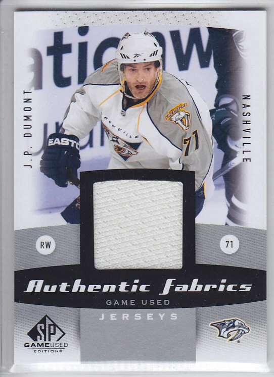 2010-11 UD SPGU J P DUMONT JERSEY SP Game Used Authentic Fabrics Predators - Image 1 of 1