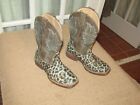Roper  Blue Glitter Leopard Square Toe Western Boots Youth size 13