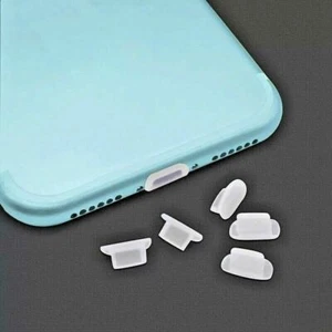 5stk iPhone iPad Lade Buchse Anschluss Staub Schutz Stecker Stöpsel Silikon Klar - Afbeelding 1 van 1