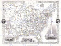 GEOGRAPHY MAP ILLUSTRATED ANTIQUE TALLIS CANADA OREGON POSTER ART PRINT BB4491A
