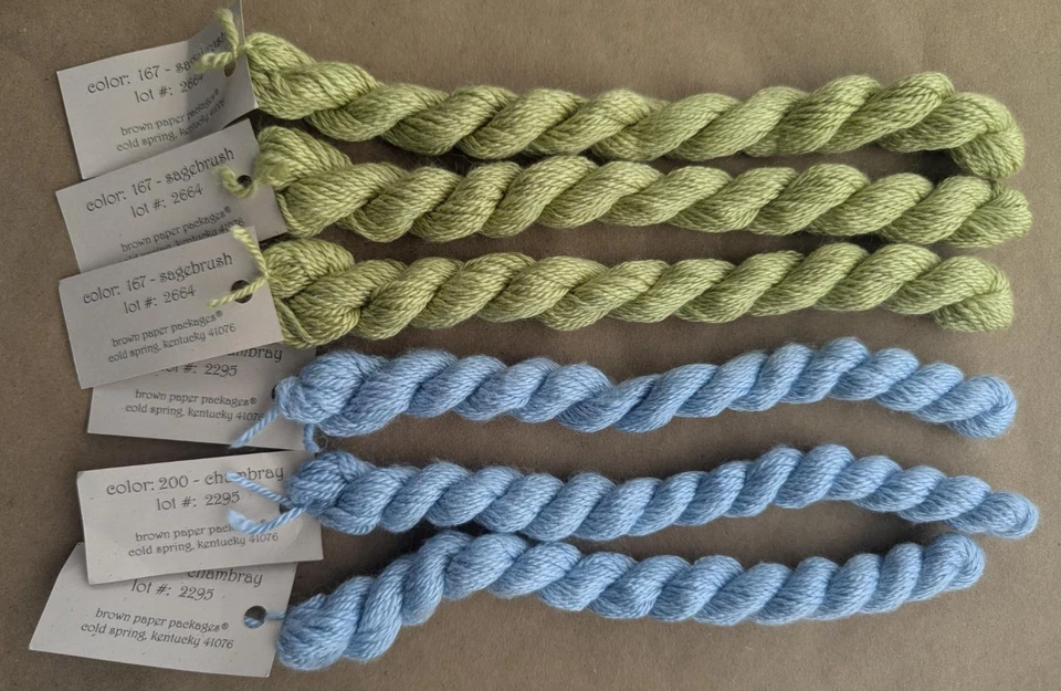 Hilo de seda y marfil de lana/seda - 167 cepillo de salvia/200 cambray - 6 madejas Foto 1 de 1