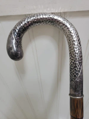 Vintage Antique Swedish Silver Walking Stick Thin Cane Bamboo 830S SD Scarce - Image 1 of 4