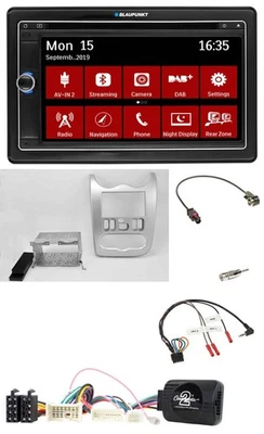 Blaupunkt Bluetooth DAB 2DIN USB DVD Lenkrad Autoradio für Dacia ab 2012 hellsil - Bild 1 von 4