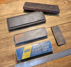 Machinist Tools NORTON Fine & Med. INDIA Sharpening Honing Stones Lot ☆USA - Picture 1 of 3