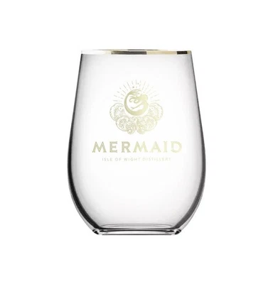 2 x Official Beautiful Mermaid Gin Gold Rim Tumbler Glass Isle Of Wight
