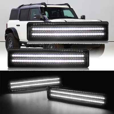 4x Smoked Black Shell White Side LED Marker Lights Lamps For Ford Bronco 1980-86 - Image 1 of 4