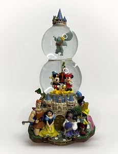 Rare & Vintage Walt Disney World Double Snow Globe Gathering Parade Works Great! - Picture 1 of 12