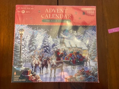 Santa 1008 Piece Jigsaw Puzzle Advent Calendar Poster Included 27.5x19.7 Sealed - Image 1 of 4