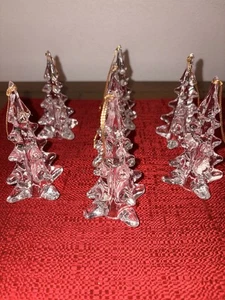 Hard Plastic Christmas Tree Shaped Ornaments Qty 7 Size 4” Each Taiwan B43 4” - Picture 1 of 7