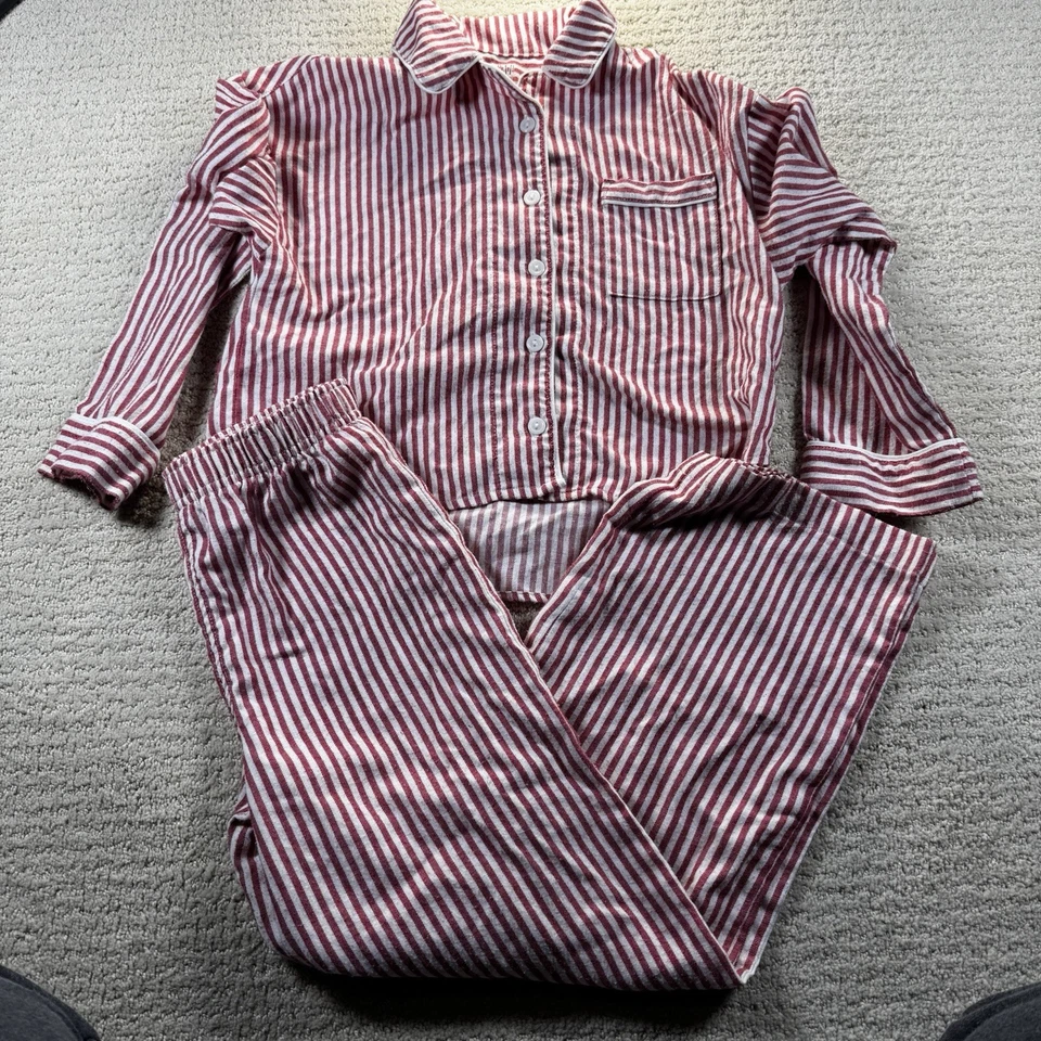 Juego de pijama de franela a rayas rojas y blancas Gap Kids talla 8 Foto 1 de 4