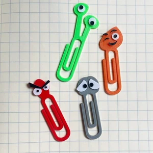 Funny Bookmarks Set of 4 Paper Clips Eyes Novelty Stationery Cute Bookworm Gift - Picture 1 of 10