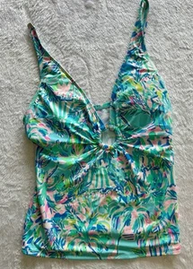 Lilly Pulitzer Brenta Tankini Top Size 8 Cabana Cocktail Blue Ibiza Bathing Suit - Picture 1 of 4