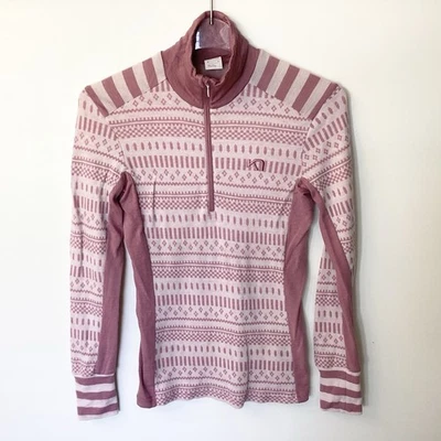Kari Traa Long Sleeve 1/2 Zip Wool Base Layer Top - Mauve - S - Image 1 of 4