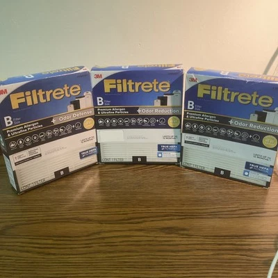 3 pk FILTRETE Size B Allergen Ultrafine Particle + Odor Air Filter 1150097 *NEW* - Image 1 of 3
