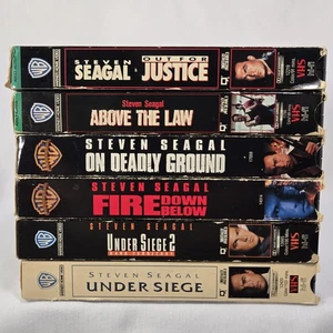 Steven Seagal VHS Lot of 6 Action Movies Fire Down Below Under Siege Deadly - Picture 1 of 9