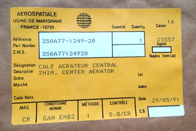 350A77-1249-20 QTY 1 NEW Aerator Shim AIRBUS HELICOPTER EUROCOPTER AS350 H125 Foto 1 de 3