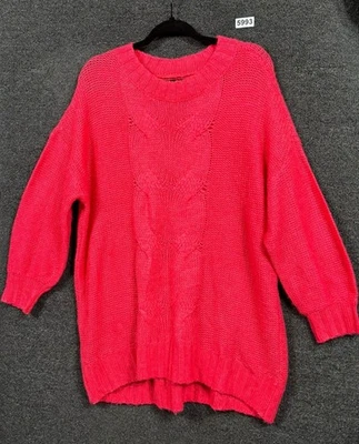 Aerie Wool Blend Sweater Womens Size M Pink Coral Cable Knit Boxy Long Sleeves  - Image 1 of 4