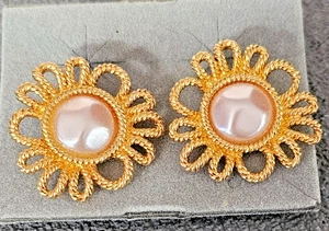 Avon Spring Fashion Pierced Earrings - Vintage 1997 Gold Tone - Picture 1 of 5