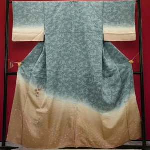 Japan Houmongi Kimono Seide handbemalt Floral Gold halb formell Sammlerstück - Bild 1 von 6
