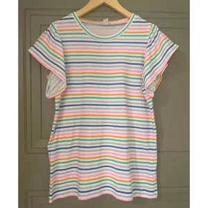 CrewCuts J Crew Rainbow Stripe Flutter Tee Shirt XL 14 16 - Picture 1 of 5