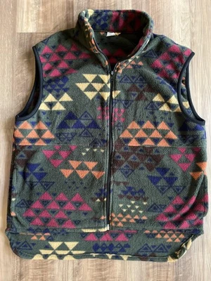 Vintage The Nature Company Vest Mens Large Fleece Zip Aztec Southwest USA 90s - Image 1 of 4