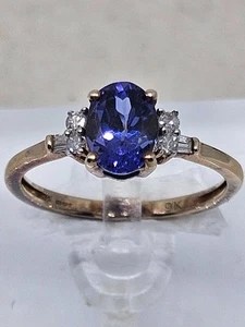 Anillo de diamantes y tanzanita 9kt talla N (1,79 g) - Imagen 1 de 13