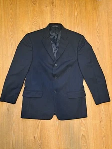 3 Button Perry Ellis Suit Jacket Separate Mens 40R Black Pin Stripe Wool - Picture 1 of 7