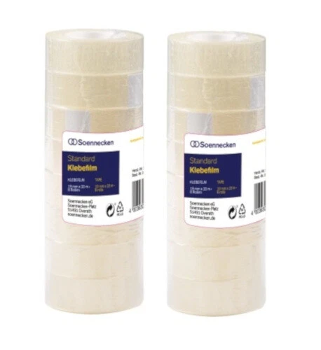 16 Rollen Klebebänder Klebefilm Soennecken 19mm x 33m Klebeband Rollen