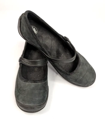 Crocs Women's Mary Jane Shoes Sz 7 #10889 Nubuck Leather Wedge Loafer Black - Image 1 of 4