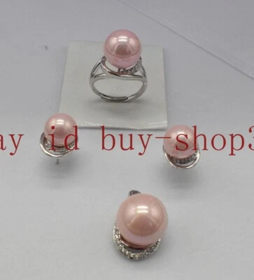 Juego de un colgante de anillo colgante de perlas/jade concha del mar del sur color de 10 mm y 14 mm Foto 1 de 4