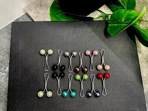 12 PC U-shaped Brooch Pins Hijab Scarf Pearl Enamel Pins Shawl Clips New 9 - Picture 1 of 2
