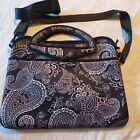 ie Women's Laptop Tablet Case With a Shoulder Strap in Black/White Paisley