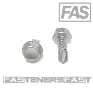 (50) #14 x 3/4 Stainless Steel Hex Washer Head Self Drilling Tapping TEK Screws - Picture 1 of 4
