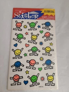 Vintage American Greetings Sticker Zone Smile Figures Neon 8 sheets NEW S1  - Picture 1 of 5