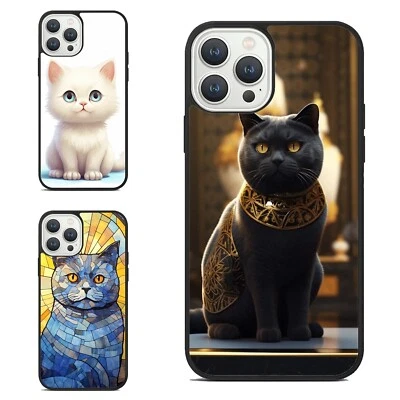 Funda para gato de pelo corto británica del Reino Unido amigable para iPhone SE4 16E 12 13 14 15 16 Pro Max Foto 1 de 4