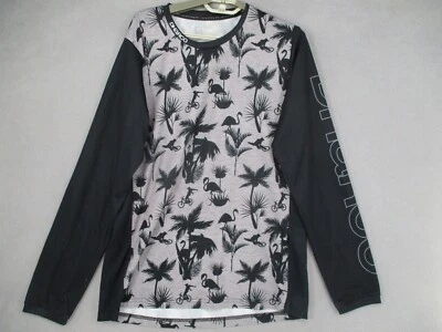 Dharco Jersey Mens Large Black Cycling Long Sleeve Floral Compression Pocket Zip - Image 1 of 4