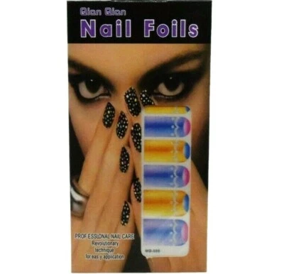 Tiras de esmalte de uñas pegatinas envolturas en casa kit de manicura brillo ombre azul rosa Foto 1 de 3