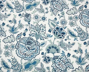 DURALEE FLOREBELA SAPPHIRE BLUE LARGE FLORAL LEAF MULTIUSE FABRIC BY YARD 54"W - Picture 1 of 6