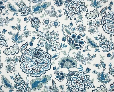 TELA MULTIUSOS DURALEE FLOREBELA ZAFIRO AZUL HOJA FLORAL GRANDE POR YARDA 54"W Foto 1 de 4