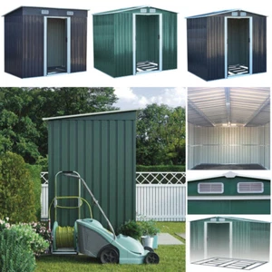 Galvanised Metal Garden Storage Shed Apex/Pent Heavy Duty Steel with Foundation - Picture 1 of 27