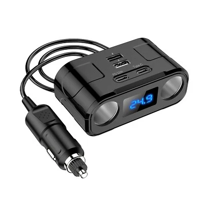 L12C 12V /24V Zigarettenanzünder Verteiler Auto Ladegerät mit 2x USB 2x Typ-C PD - Bild 1 von 4