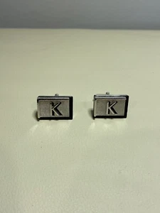 Vintage Stainless Steel cufflinks With “K” Relief - Picture 1 of 4