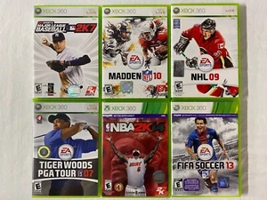 Lot of 6 Games Xbox 360 FIFA NBA NHL MLB NFL Tiger PGA - CIB, Tested, Clean - Picture 1 of 4