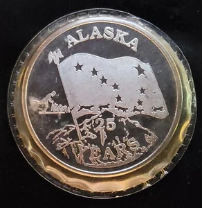 1984 Alaska Johnson Matthey JM Mint Bullion-999 Silver 1 Ounce Oz Art Coin Round - Picture 1 of 2