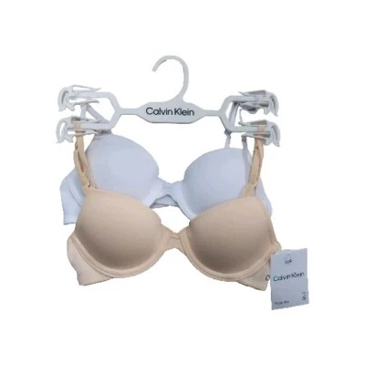 Calvin Klein 2 Underwired T Shirt Bra Size 32A NWT White Nude - Image 1 of 4