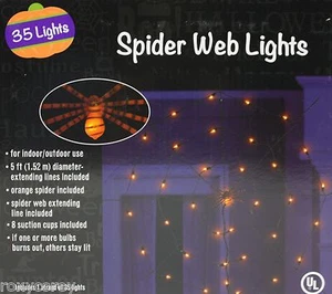 Halloween Spider Web Lights 35 Lights 5 ft Diameter Black Wire NIB - Picture 1 of 1