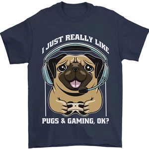 Herren-T-Shirt Love Pugs and Gaming Gamer 100 % Baumwolle - Bild 1 von 100