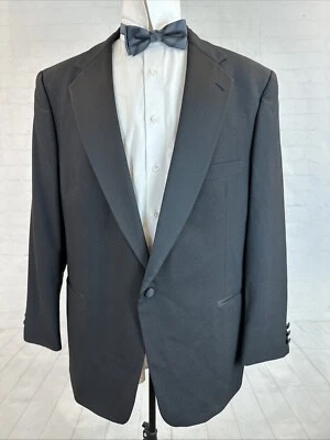 NOVO Blazer Smoking Masculino Bill Blass 46R Preto Um Botão Formal Cetim Lapela Novo com etiquetas - Imagem 1 de 4