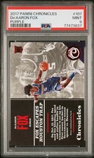 2017 PANINI CHRONICLES PURPLE 107 De'AARON FOX PSA 9 MINT RC /299