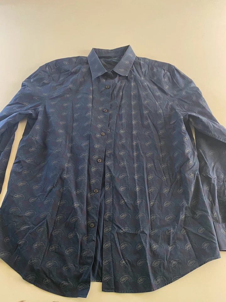 CAMISA MANGA LARGA PERRY ELLIS PAISLEY CTN XL 17 x 35/36 extra grande  Foto 1 de 4